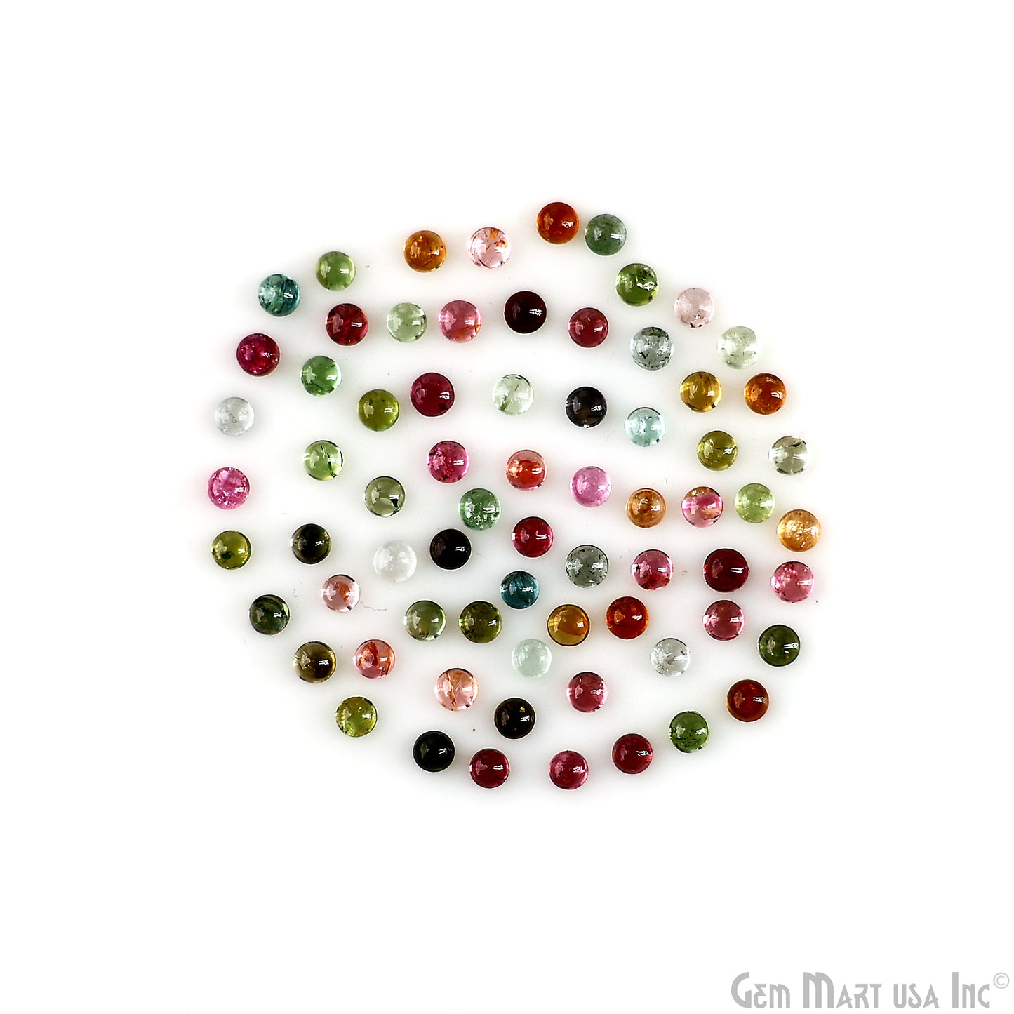 Multi Tourmaline Wholesale Gemstones, 100% Natural Semi-Precious Gems, Multi Color Cabochons Loose Gems, 3mm, Round, 5 Carats