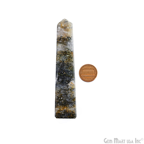 Rutile Gemstone Rectangle Tower Shape 4Inch Crystal Tower Obelisk Healing Meditation Gemstones