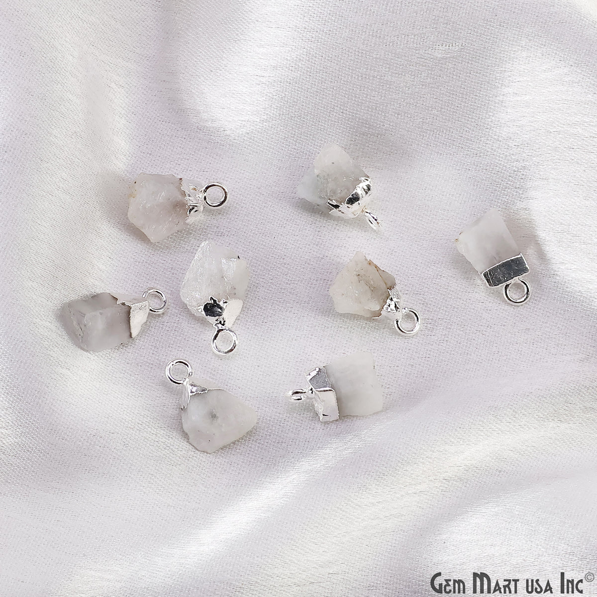Rough Gemstone Free From Silver Electroplated Single Bail Connector