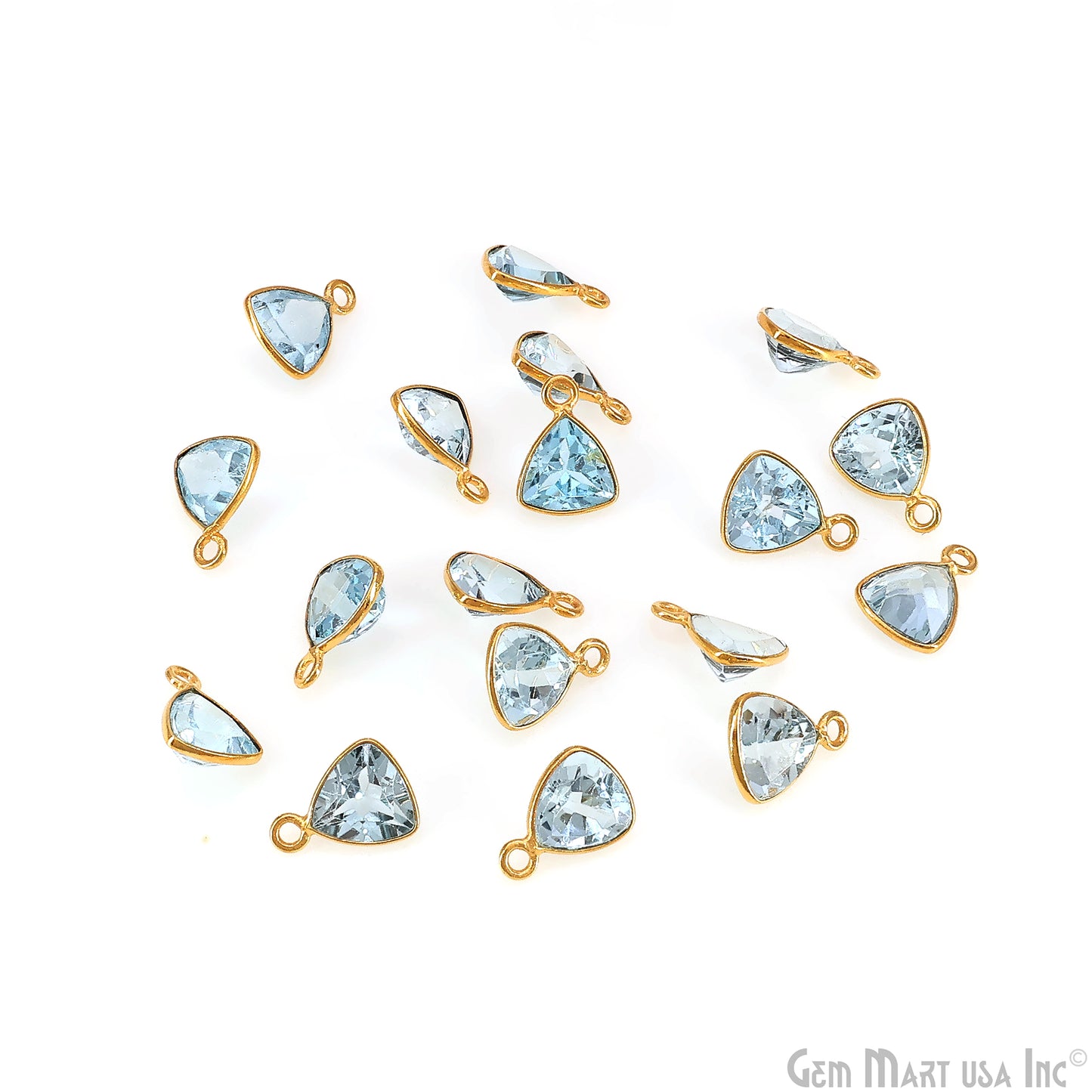 Trillion 8mm Brilliant Cut Gold Plated Bezel Single Bail Gemstone Connector