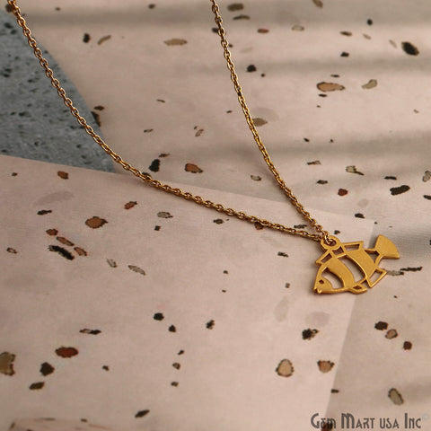 Fish Shape Charm Laser Finding Gold Plated Charm For Bracelets & Pendants