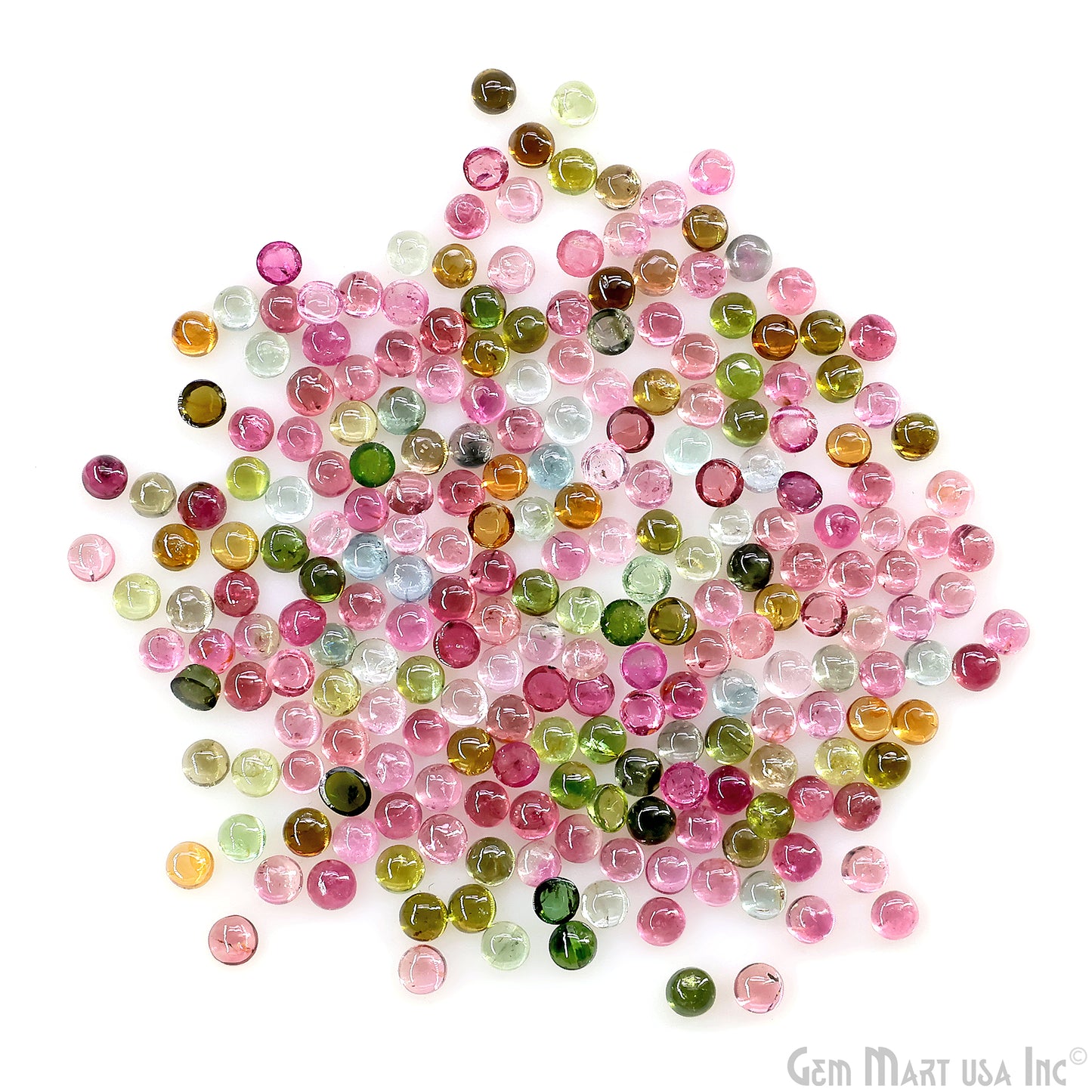 Multi Tourmaline Wholesale Gemstones, 100% Natural Semi-Precious Gems, Multi Color Cabochons Loose Gems, 4mm, Round, 5 Carats