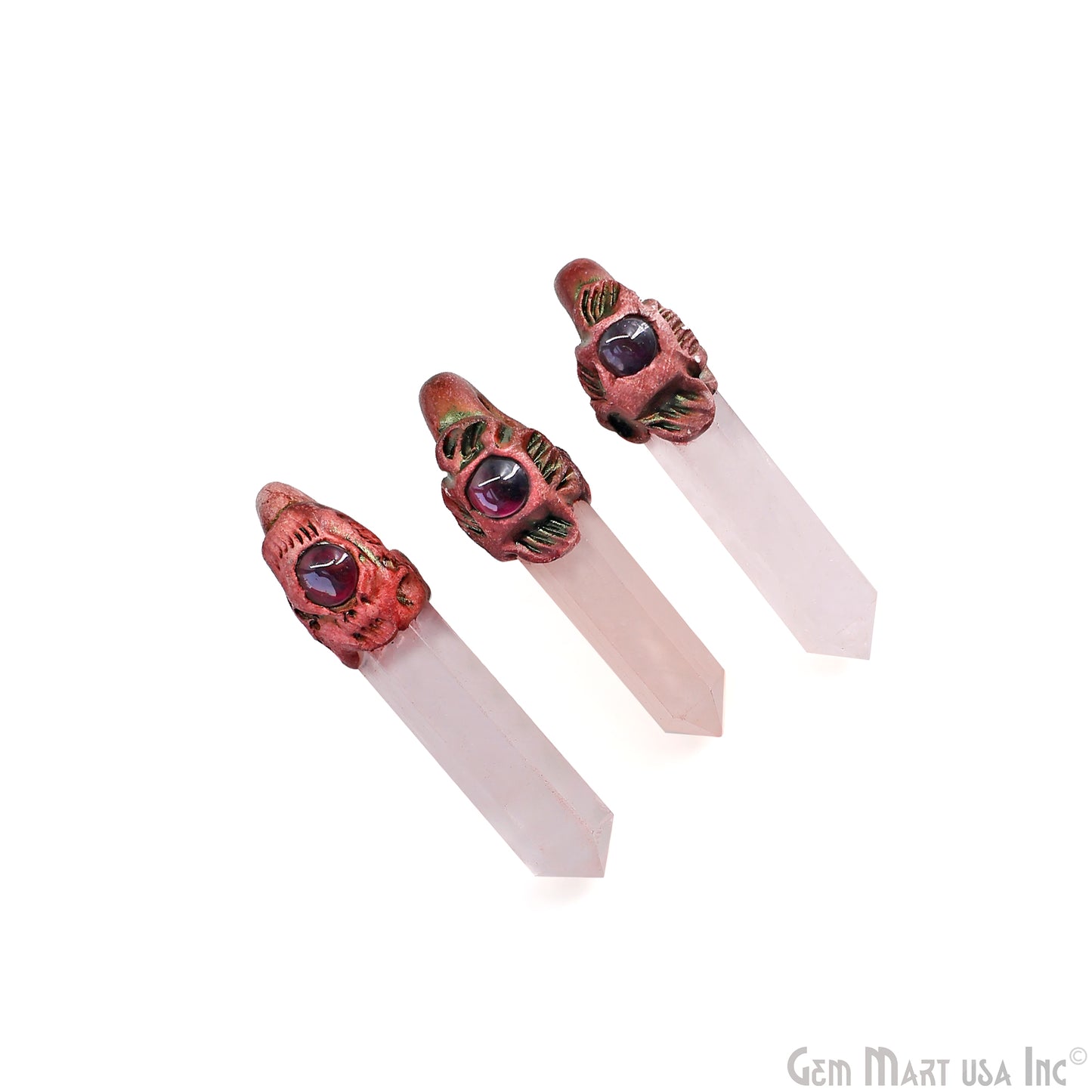Rose Quartz with Garnet Polymer Clay Crystal Pendant, Dowsing Clay Single Bail Pendant
