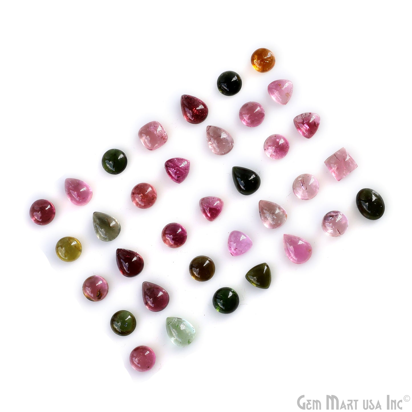 Multi Tourmaline Wholesale Gemstones, 100% Natural Semi-Precious Gems, Multi Color Cabochons Loose Gems, 5-7mm, Round and Pears, 5 Carats