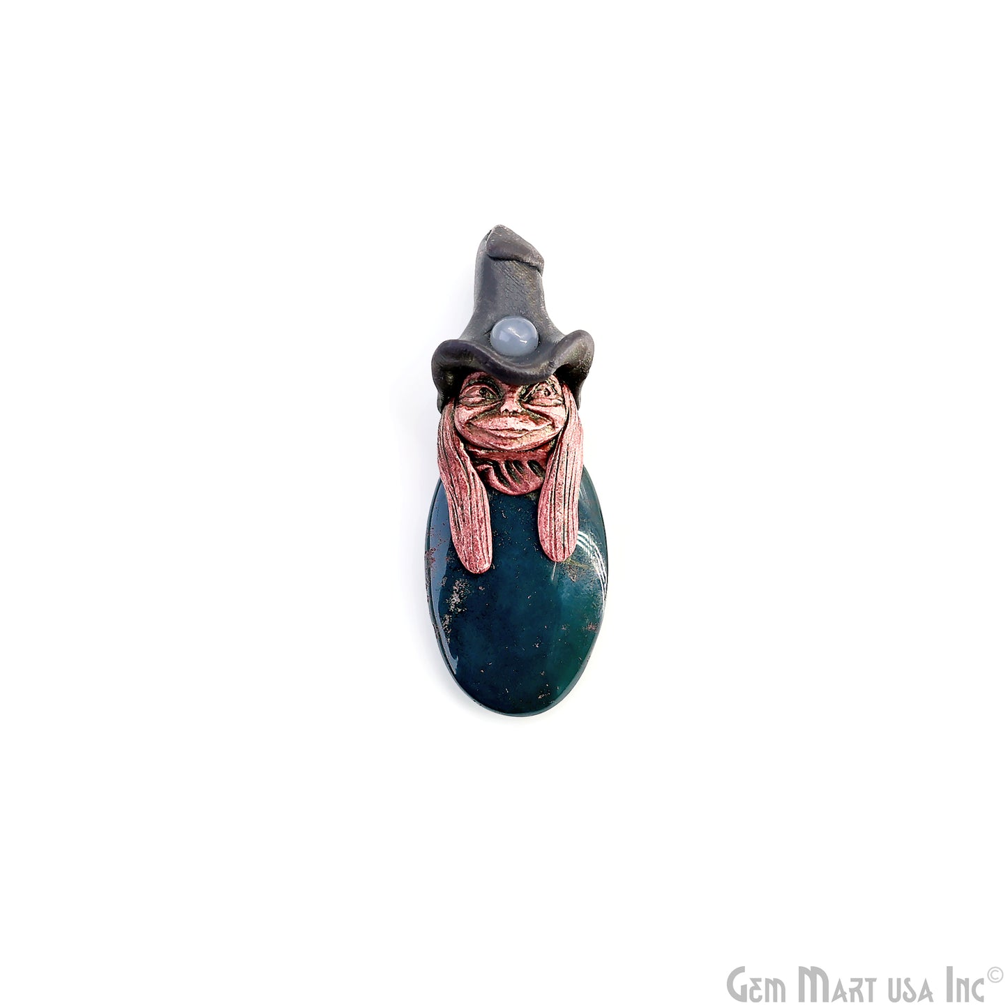 Pixie Aventurine Crystal Clay Pendant, Elfin Clay Pendant Necklace, Master Merlin Healing Pendant