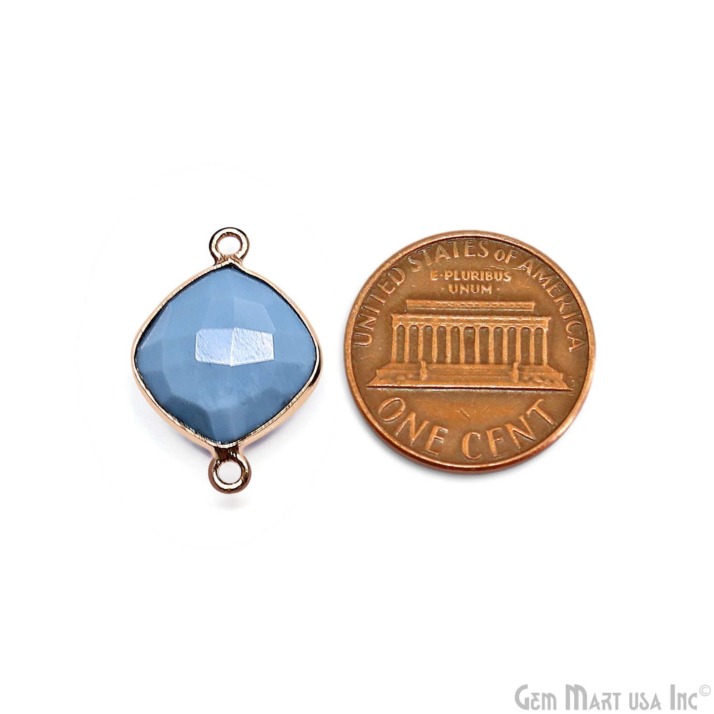 Cushion 12mm Double Bail Gold Bezel Gemstone Connector