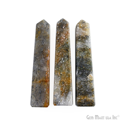 Rutile Gemstone Rectangle Tower Shape 4Inch Crystal Tower Obelisk Healing Meditation Gemstones