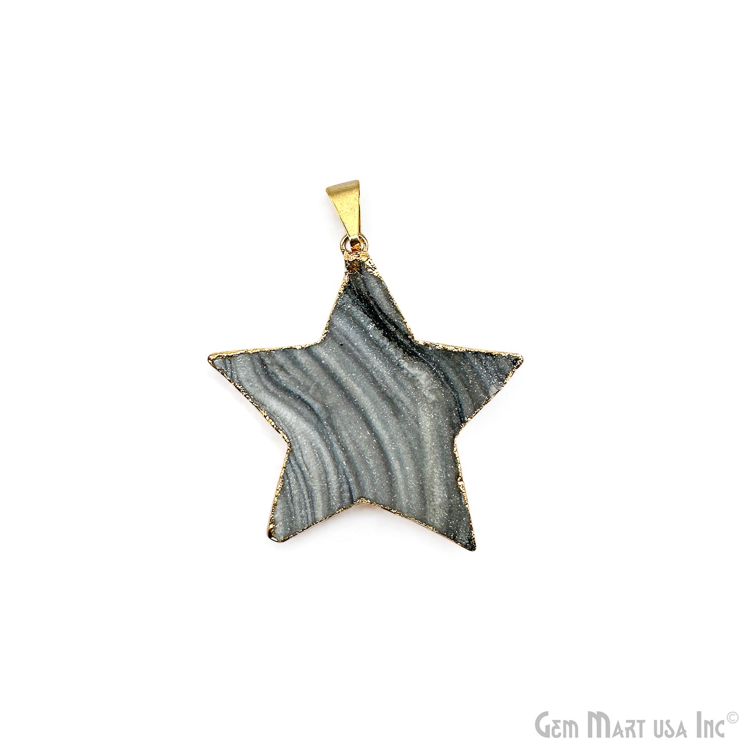 Mix Color Star Shape Sand Druzy Gold Electroplated Pendant 32mm
