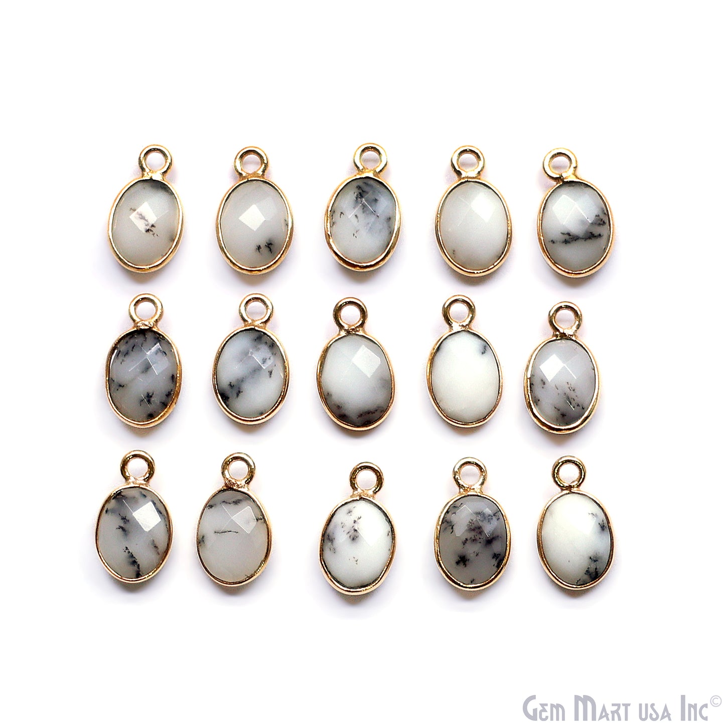 Oval 6x8mm Gold Bezel Single Bail Gemstone Connector