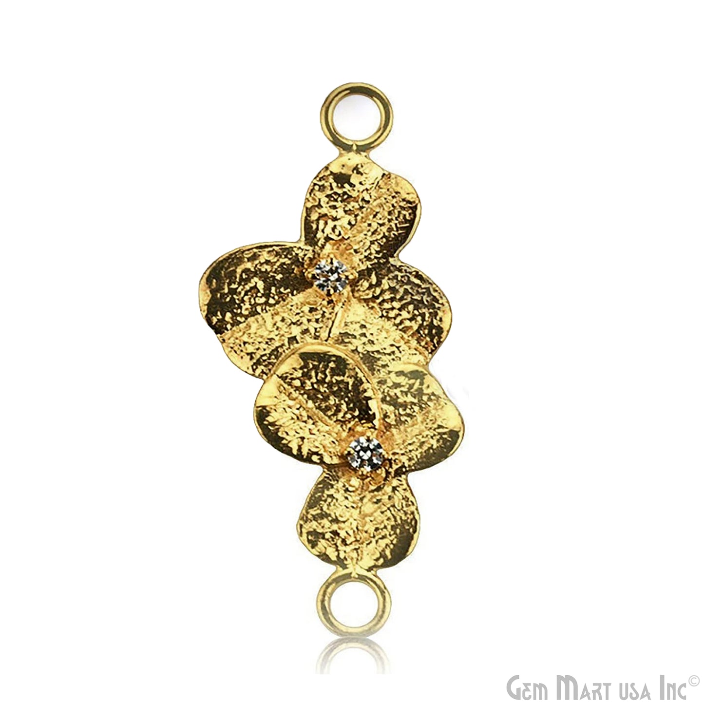 Cubic Zircon Pave 'Orchid Leaf' Gold Vermeil Charm For Bracelet & Pendants 1pc