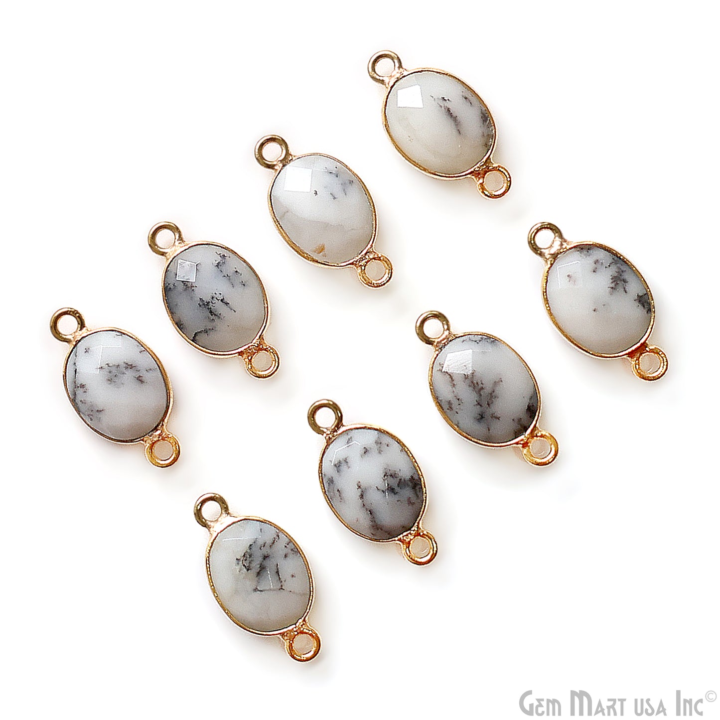 Oval 8x10mm Gold Bezel Double Bail Gemstone Connector