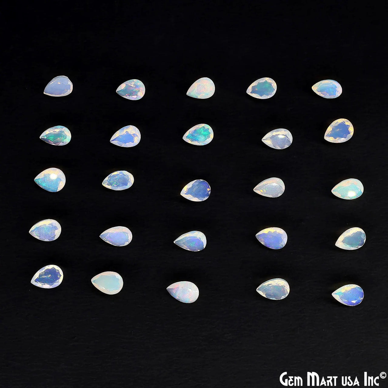 Ethiopian Opal Wholesale Gemstones, 100% Natural Precious Gems, Rainbow Faceted Loose Gems, 6x9mm, Pears, 4PC