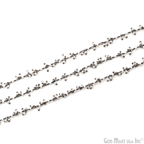 Synthetic Freshwater Pearl Smooth 2-2.5mm Beads Oxidized Wire Wrapped Cluster Dangle Rosary Chain