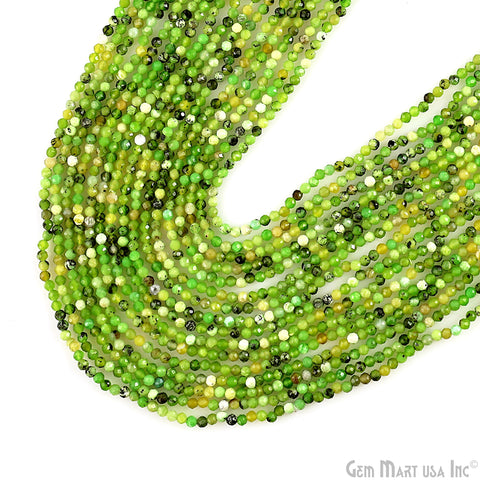 Green Opal Rondelle Beads, 13 Inch Gemstone Strands, Drilled Strung Nugget Beads, Faceted Round, 2-2.5mm