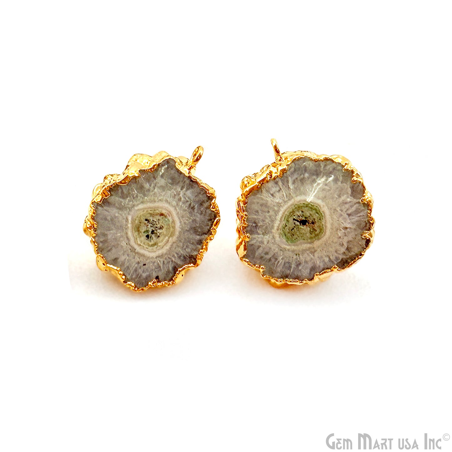 DIY Agate Slice Geode Druzy 13x19mm Gold Electroplated Loop Connector Studs Earrings