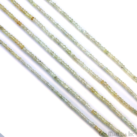 Prehnite Rondelle Beads, 13 Inch Gemstone Strands, Drilled Strung Nugget Beads, Faceted Round, 3-4mm