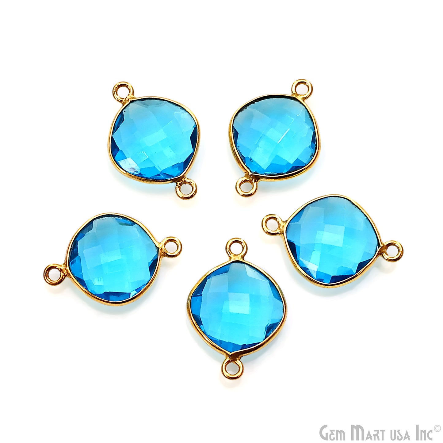 Heart 16mm Single Point Bail Gold Bezel Gemstone Connector