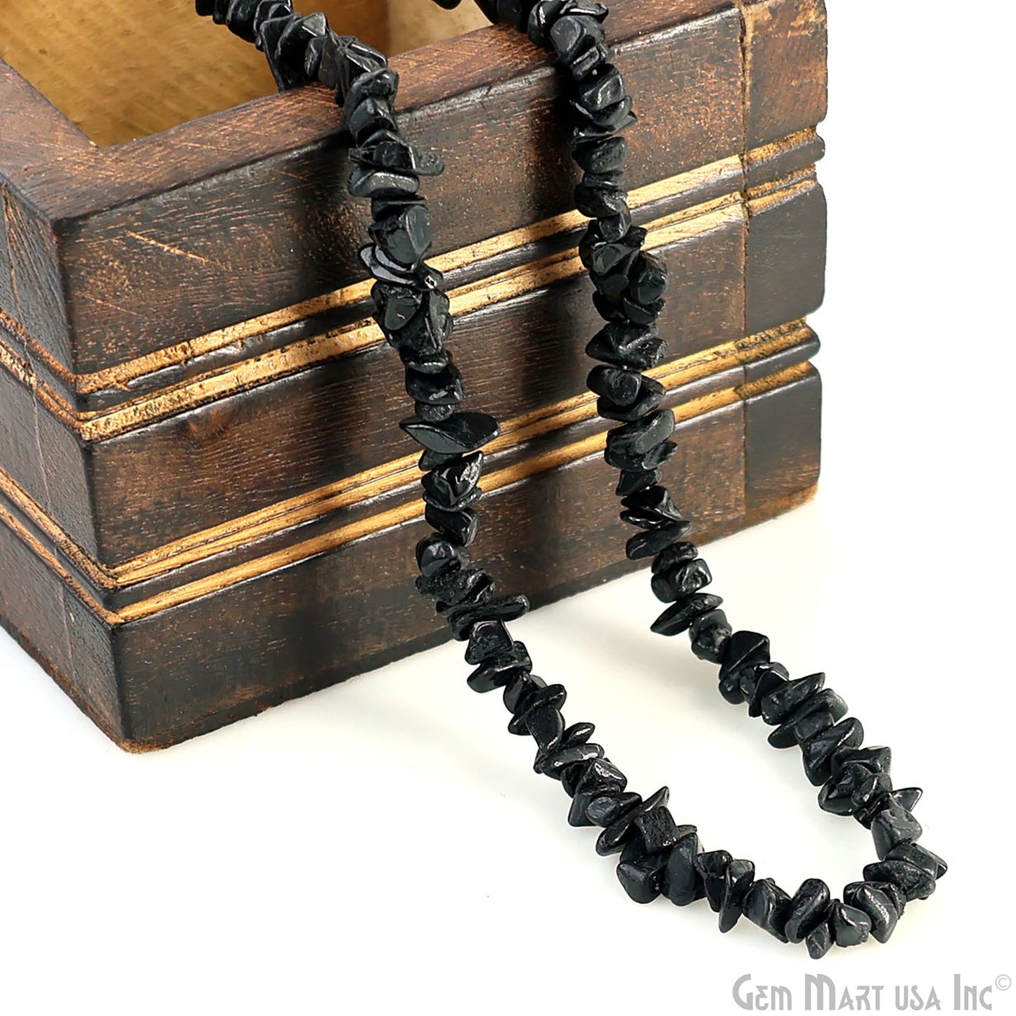 Black Spinel Chip Beads, 34 Inch, Natural Chip Strands, Drilled Strung Nugget Beads, 3-7mm, Polished, GemmartUSA (CHSB-70001)