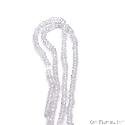 Crystal Rondelle Beads, 13 Inch Gemstone Strands, Drilled Strung Nugget Beads, Faceted Round, 3mm