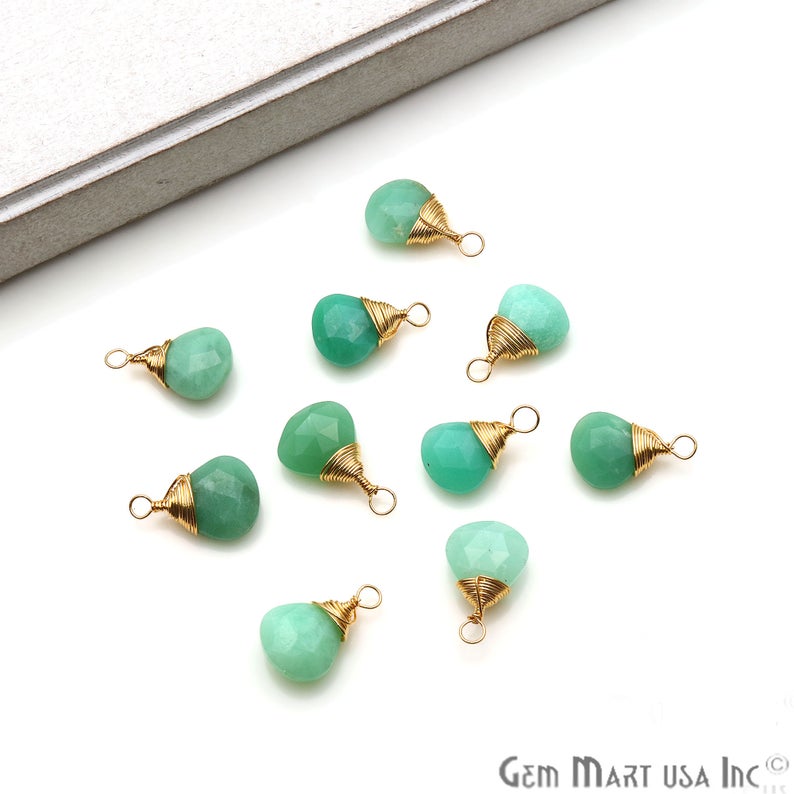 Gemstone Gold Wire Wrapped Single Bail 17x10mm Drop Connector