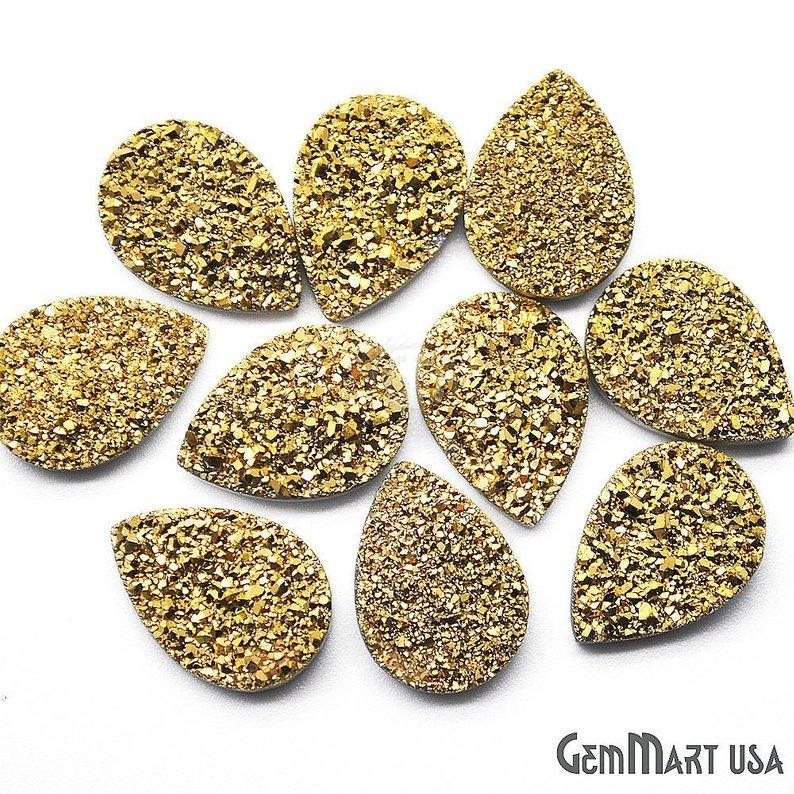 Plain Druzy 13x18mm Pear Shape Loose Cabochon (Pick Your Color) - GemmartUSA