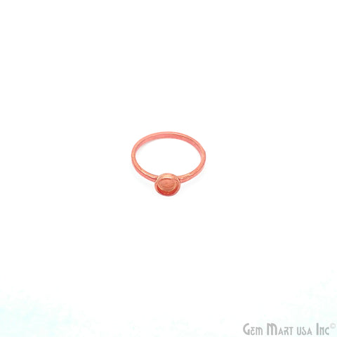 Round Bezel Cup Blank Ring Rose Gold Plated 5mm Round Stone Slot With Open Backing, Ring Setting
