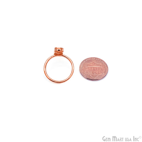 3 Stone Bar Round Bezel Cup Blank Ring Rose Gold Plated 5mm Round Stone Slot With Open Backing, Ring Setting