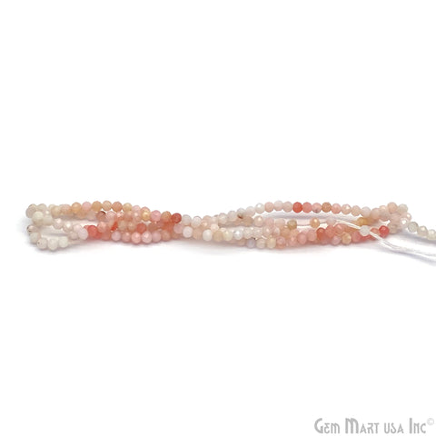 Pink Opal Rondelle Beads, 12 Inch Gemstone Strands, Drilled Strung Nugget Beads, Faceted Round, 2-2.5mm