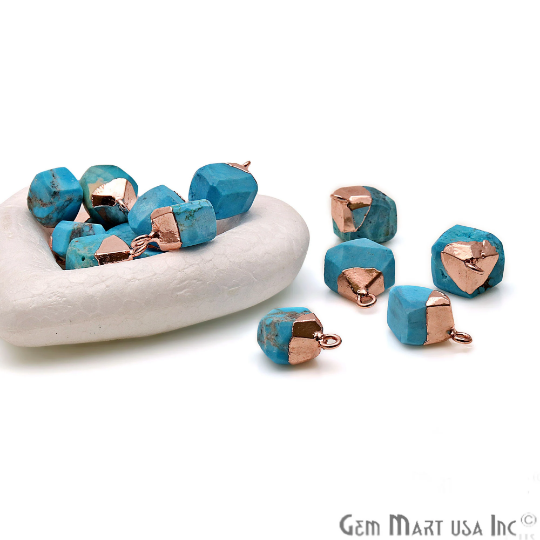 Turquoise Gemstone Rose Gold Electroplated Single Bail Connector