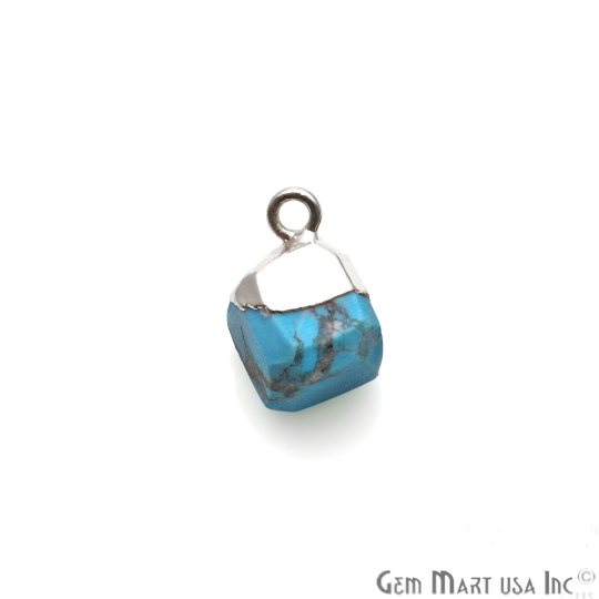 Rough Turquoise Gemstone Silver Electroplated Single Bail Connector