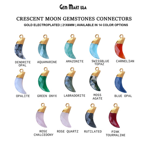 Moon Shape Single Bail Gold Electroplated Gemstone Connector