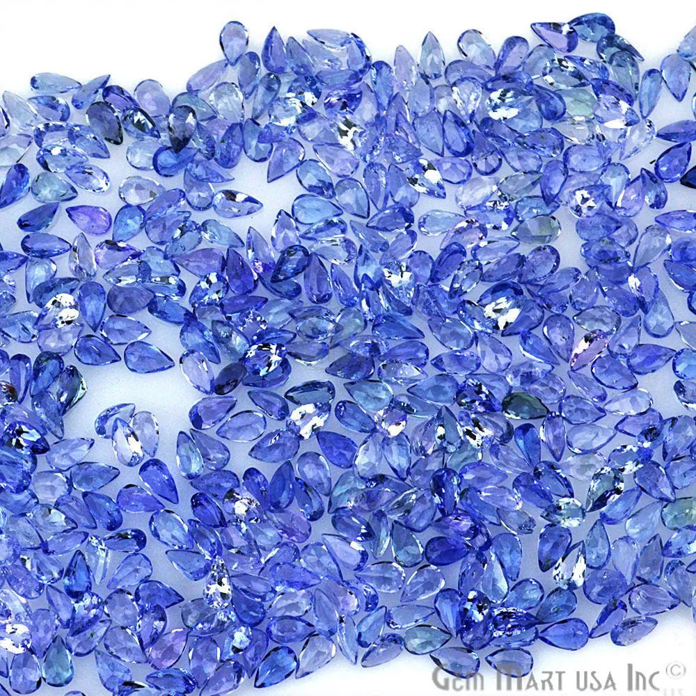 Tanzanite Wholesale Gemstones, 100% Natural Precious Gems, Purple and Blue Faceted Loose Gems, 3x5mm, Pears, 5 Carats