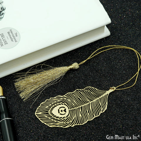 Metal Feather Bookmark With Tassel. Gold Bookmark, Reader Gift, Handmade Bookmark, Page Marker, Aesthetic Gift. 84x36mm