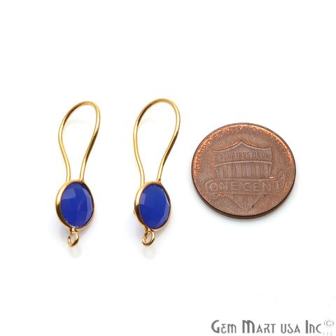 DIY Gemstone 26x9mm Gold Plated Round Hook Earring (Pick Gemstone) - GemMartUSA