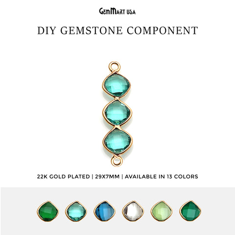 DIY Gemstone 29x7mm Gold Plated Finding Component