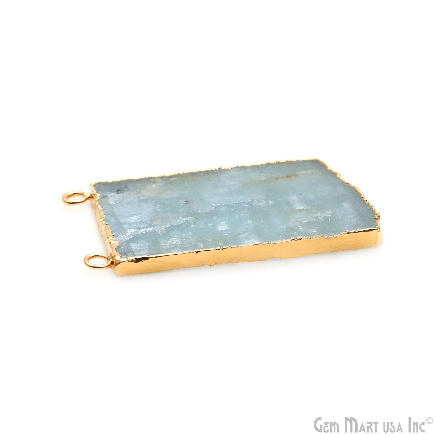 Aquamarine Free Form shape 54x35mm Gold Electroplated Gemstone Cat Bail Connector
