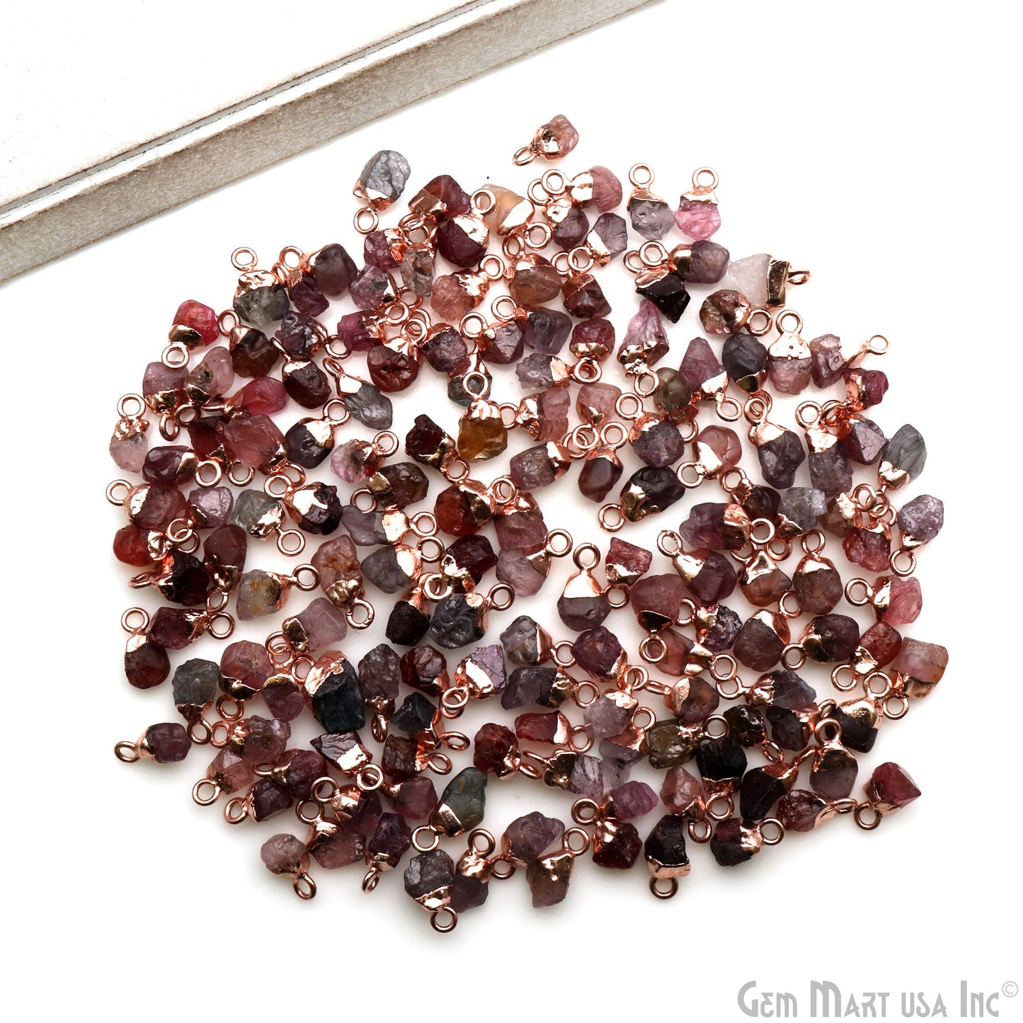 Rough Gemstone Free Form Rose Gold Electroplated Single Bail Gemstone Connector