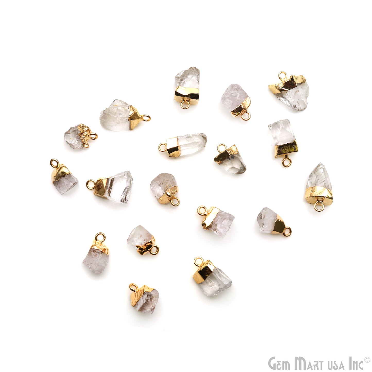 Rough Crystal Gemstone Gold Electroplated Single Bail Connector Charm