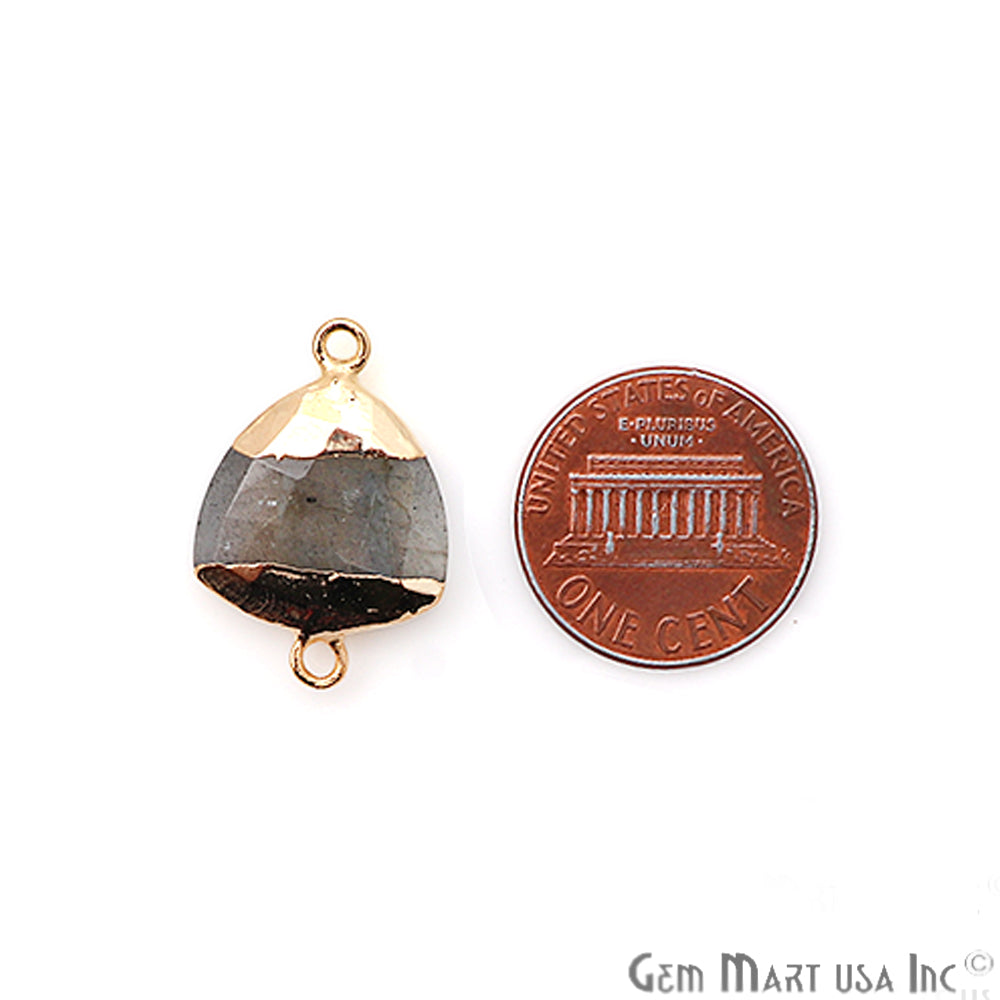 Labradorite 16mm Trillion Shape Gold Electroplated Gemstone Connector - GemMartUSA