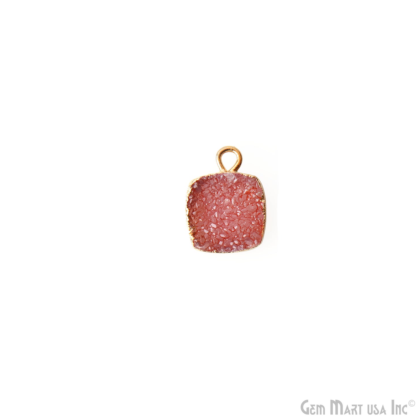 Orange Color Druzy Square 10mm Single Bail Gold Electroplated Gemstone Connector
