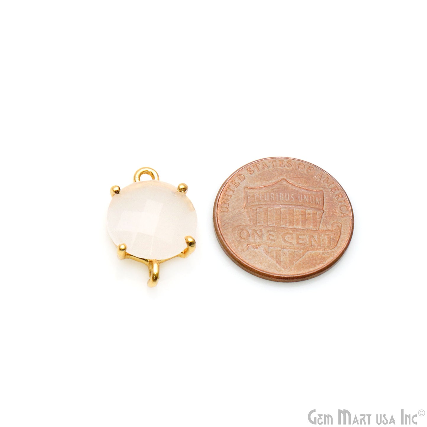 Faceted Round 12mm Prong Gold Plated Double Bail Connector
