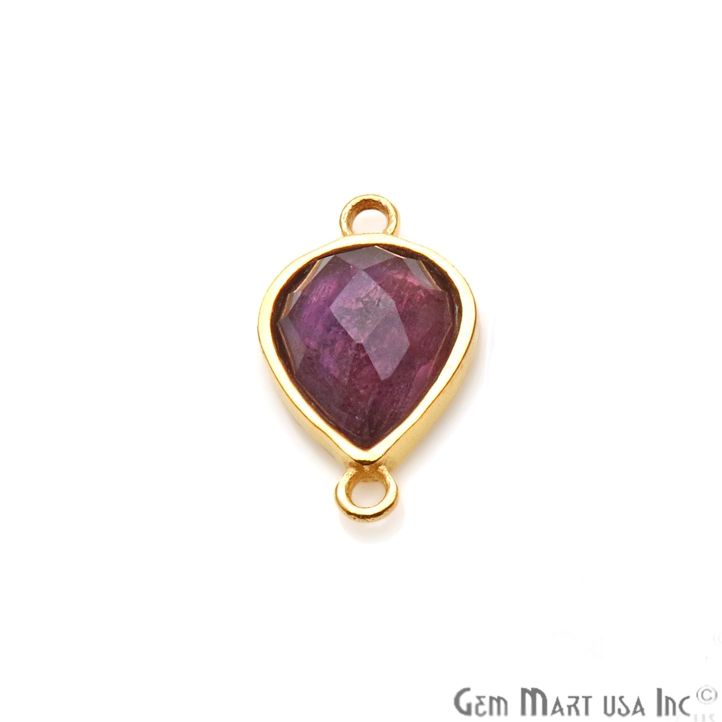 Amethyst Pear Shape 20x12mm Gold Plated Double Bail Connector - GemMartUSA
