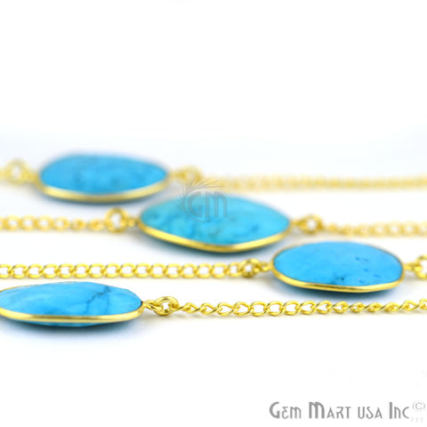 Turquoise 15-20mm Gold Plated Bezel Connector Chain - GemMartUSA (764203827247)