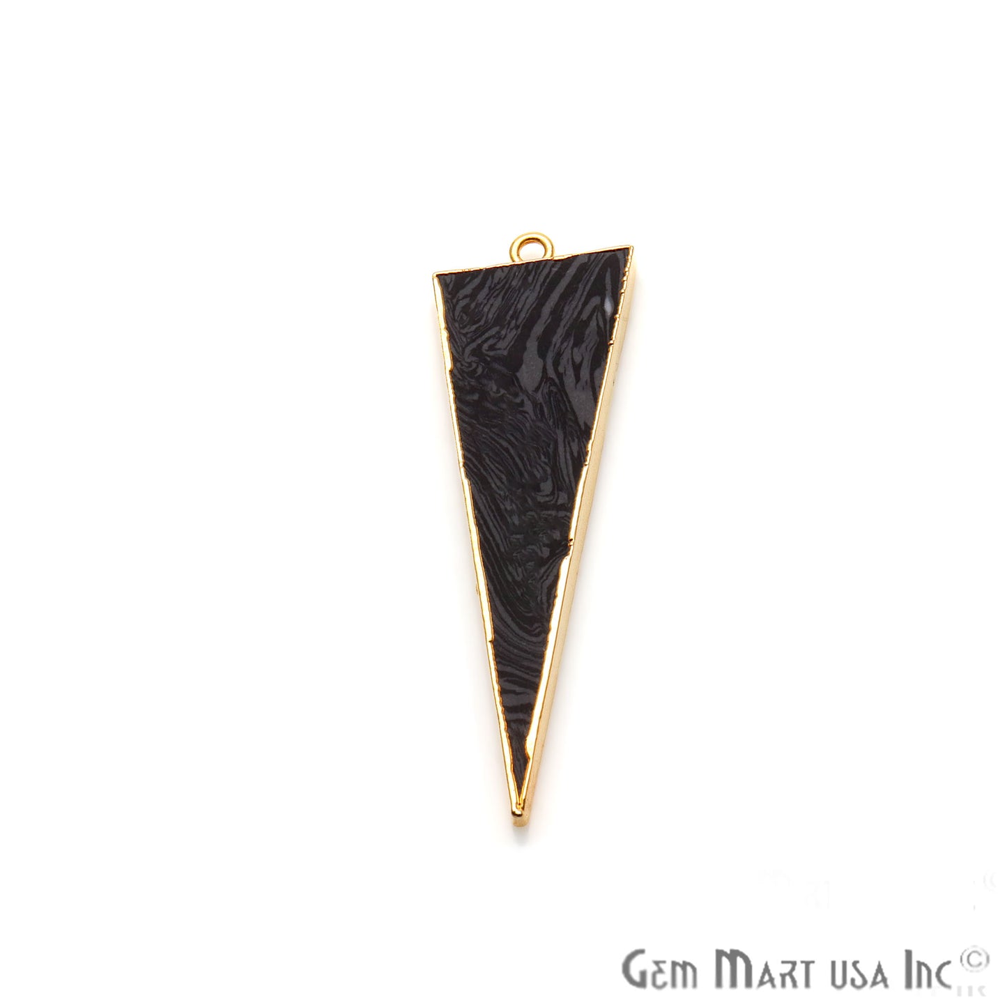Gold Plated 35x15mm Triangle Shape Sediment Jasper Pendant (50063) - GemMartUSA