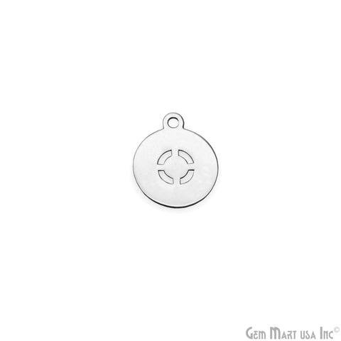 Round Shape Laser Finding Silver Plated 15x18mm Charm For Bracelets & Pendants