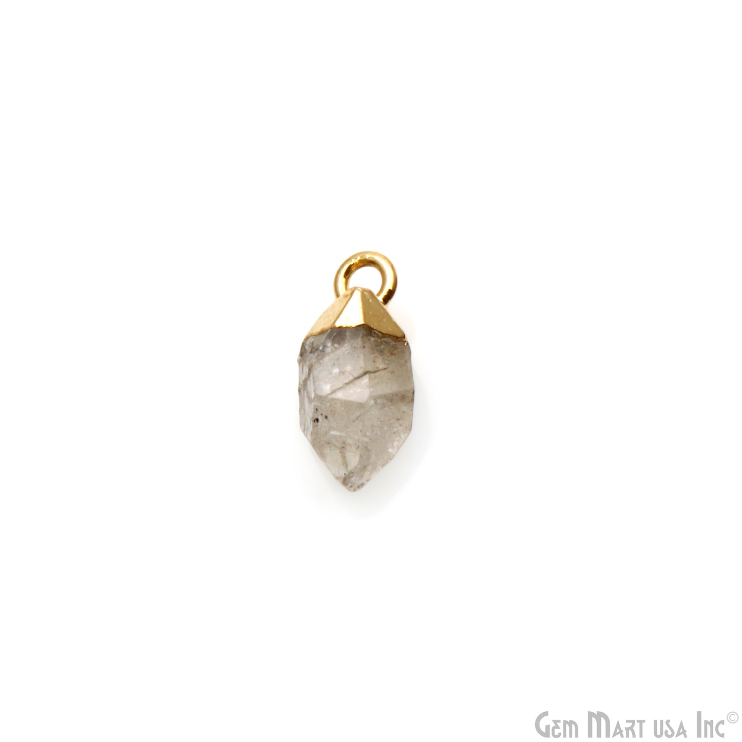 Rough Herkimer Diamond Organic Gold Edged Bracelets Charm Single Bail Connectors