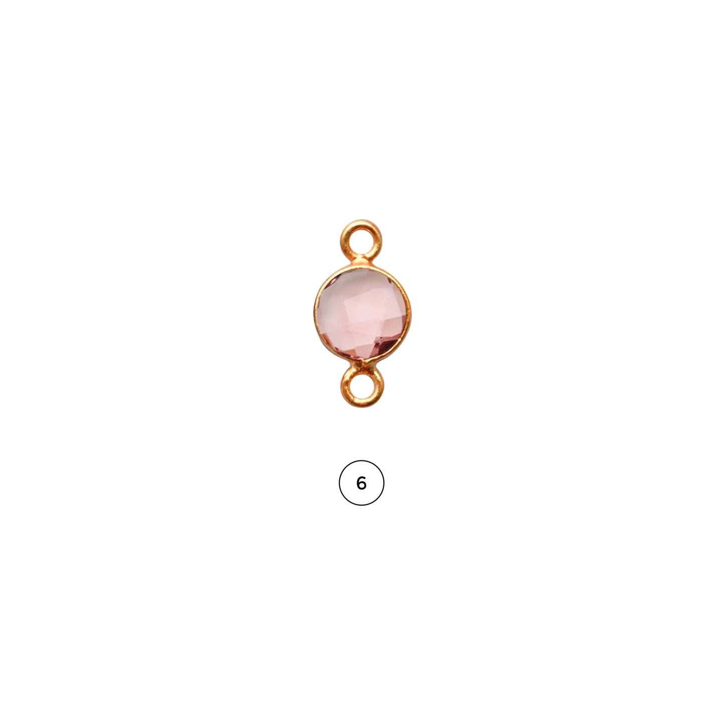 Round 6mm Brilliant Cut Double Bail Gold Plated Gemstone Bezel Connector