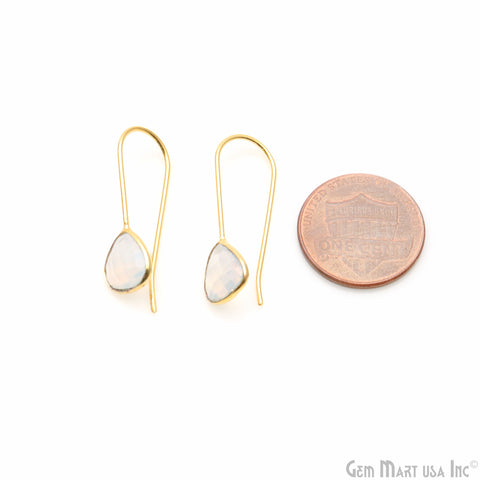Gemstone Trillion 8mm Gold Plated Dangle Hook Earring