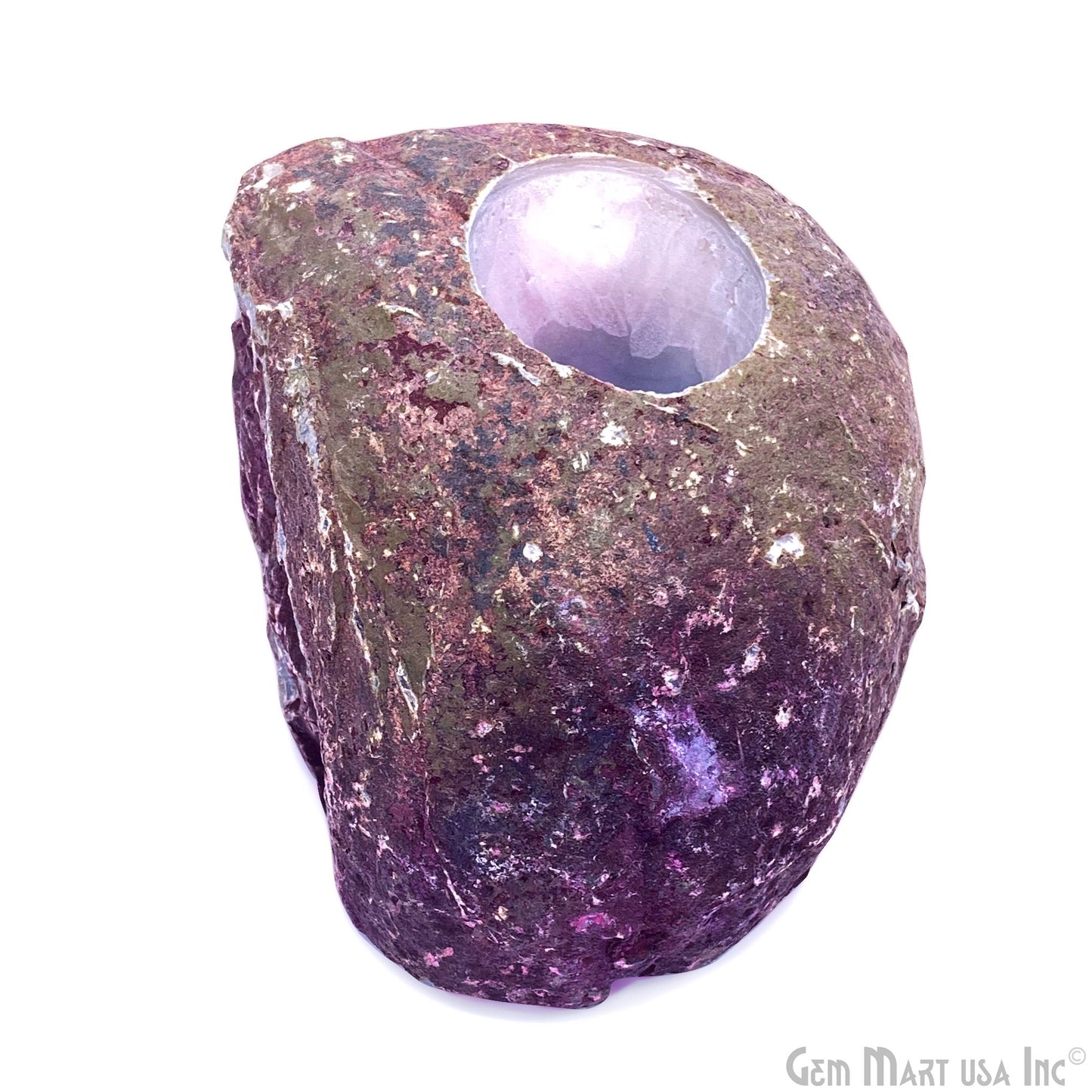 Pink Agate Crystal Votive Candle Holder, Crystal Cluster Tealight Holder