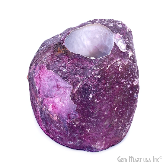 Pink Agate Crystal Votive Candle Holder, Crystal Cluster Tealight Holder